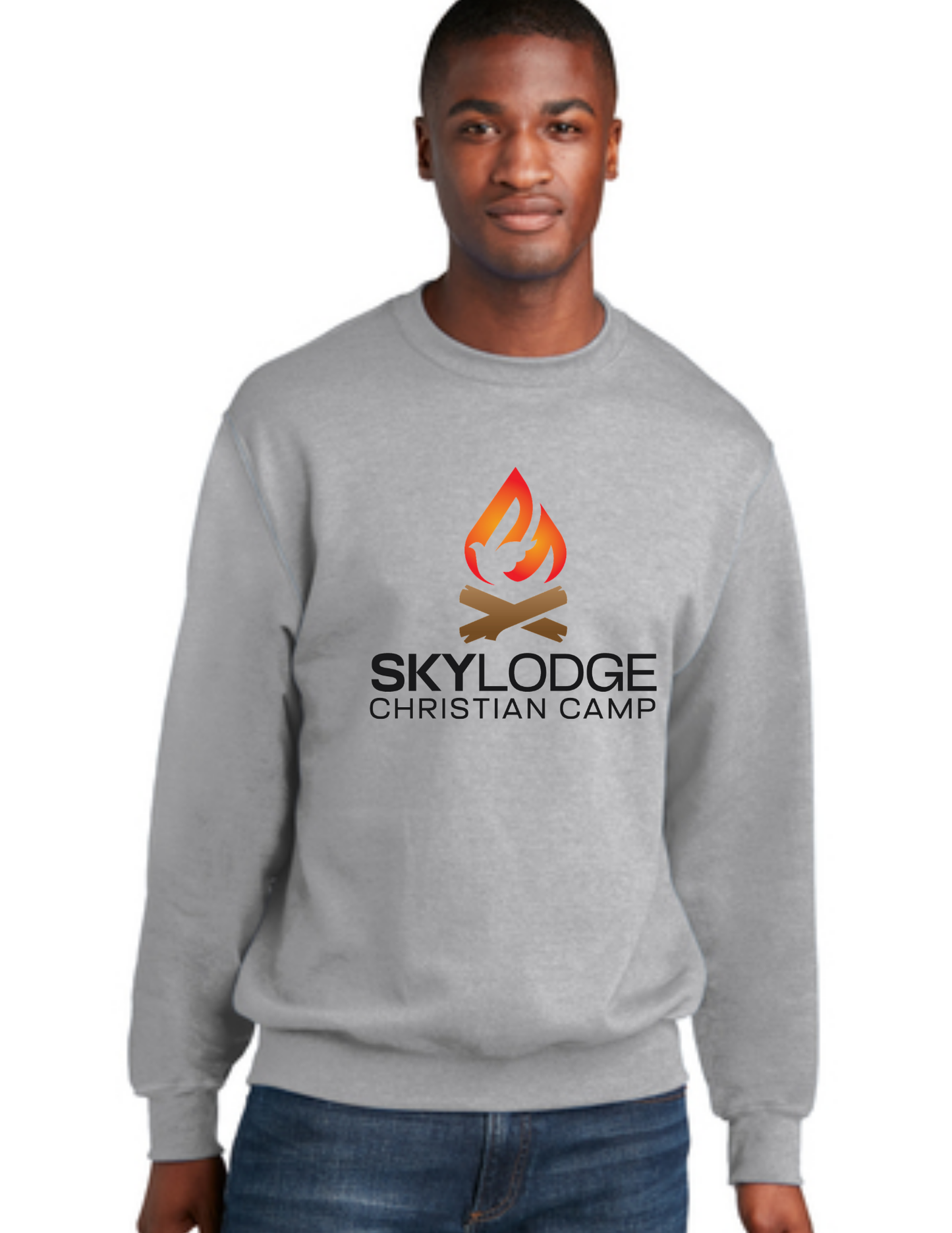 SkyLodge Camp Logo Crew Neck- ASH