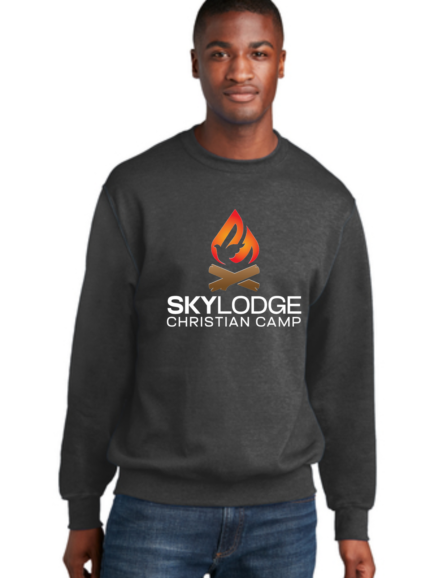 SkyLodge Camp Logo Crew Neck- Heather Charcoal