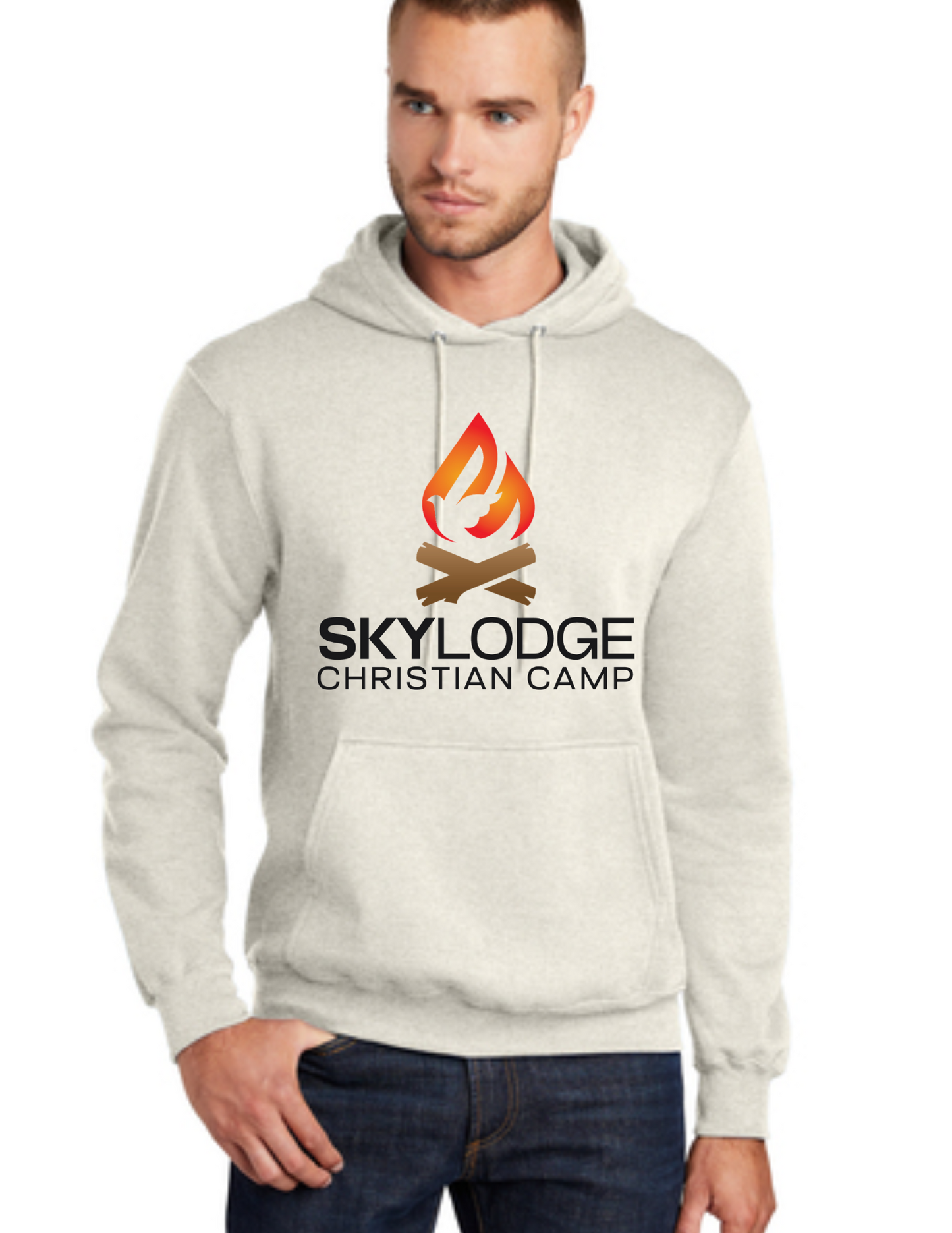 Sky Lodge Logo Hoodie- Heather Oatmeal