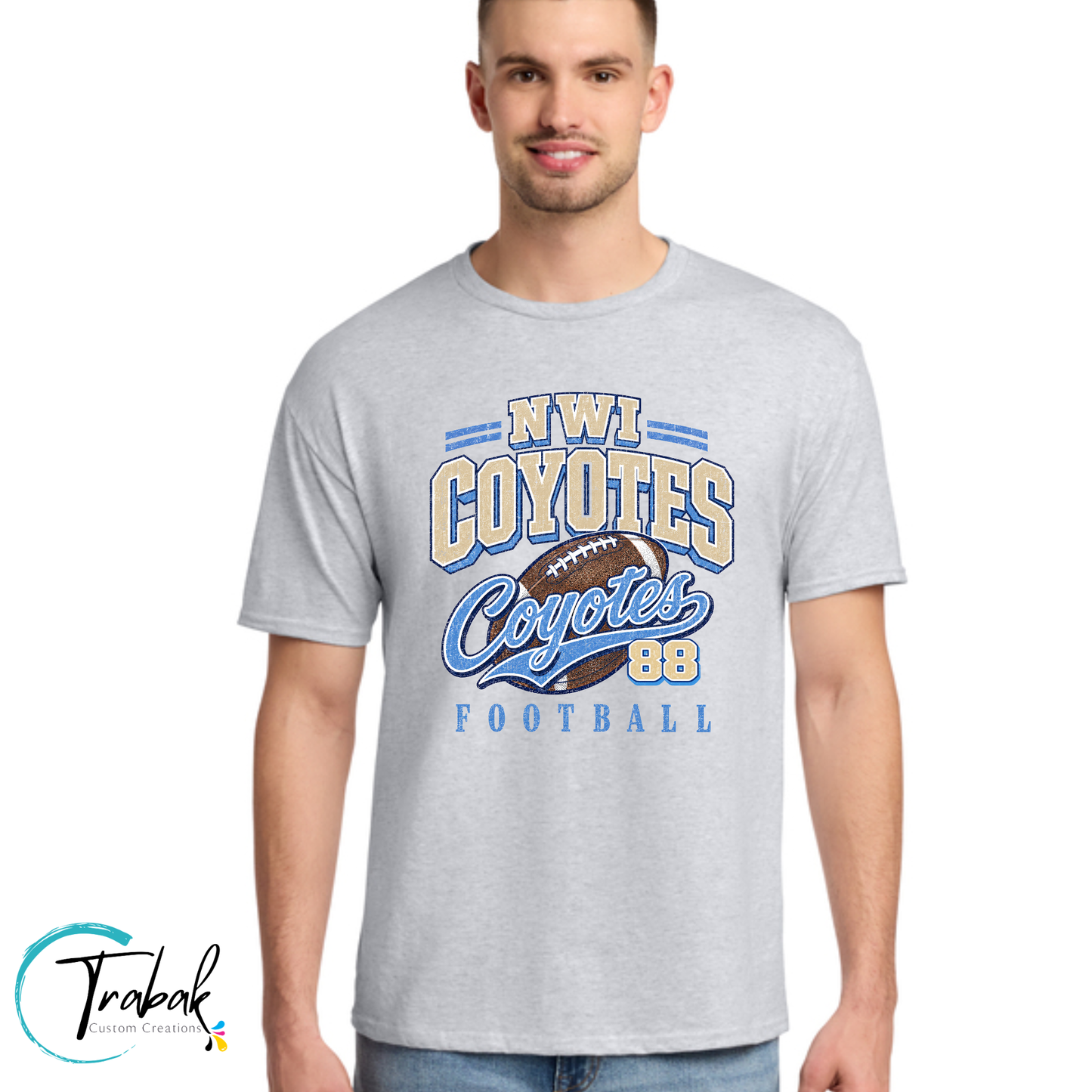 NWI Coyotes Vintage Football Tee-Custom Number