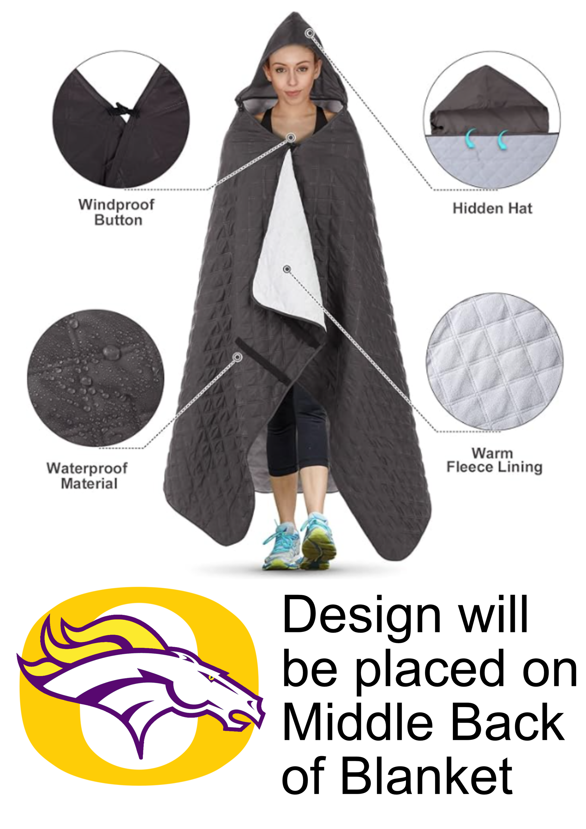 Hooded Waterproof Stadium Blanket